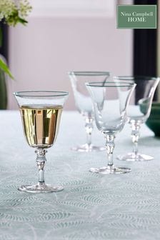 Nina Campbell Set of 4 Clear with Green Rim Meadow Wine Glasses (D50047) | €40