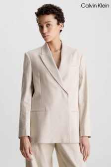 Calvin Klein Figurbetonter Leinenblazer, Natur (D50068) | 296 €