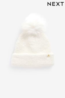 Ecru White Pom Pom Beanie Hat (3-16yrs) (D50074) | €2 - €5.50