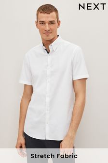 White Stretch Oxford Short Sleeve Shirt (D50106) | 39 €