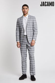 Jacamo Light Grey Check Regular Fit Suit Trousers (D50223) | 38 €