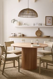 Light Natural Conway Round Round 4 Seater Oak Veneer Dining Table (D50353) | €610