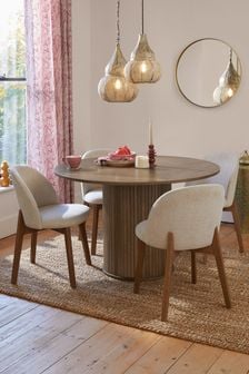 Dark Natural Conway Round Round 4 Seater Oak Veneer Dining Table (D50354) | €610