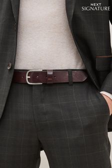 Brown Signature Textured Leather Belt (D50452) | 64 zł