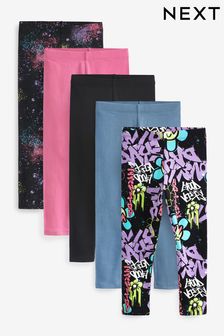 Black/Pink/Blue/Graffiti Print/Splat Print Leggings 5 Pack (3-16yrs) (D50709) | $49 - $65