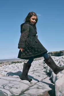 Black Shower Resistant Quilted Trench Coat (3-16yrs) (D50903) | €37 - €46
