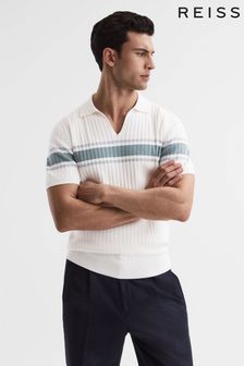 Reiss Off White Billingsgate Slim Fit Ribbed Open Collar Shirt (D50912) | ₪ 787
