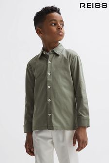 Серовато-зеленый - Хлопковая рубашка на пуговицах Reiss Hendon (D50950) | €46