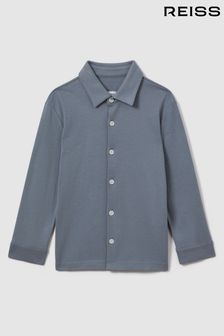 Reiss Airforce Blue Hendon Senior Cotton Button-Through Shirt (D50951) | $53