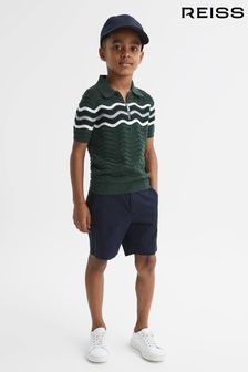 Smaragdgrün - Reiss Cole Strukturiertes T-Shirt mit kurzem Reißverschluss (D50966) | 66 €