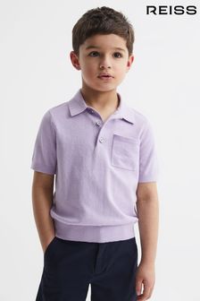 Reiss Lilac Ralphy Junior Buttoned Linen Polo (D50978) | AED230