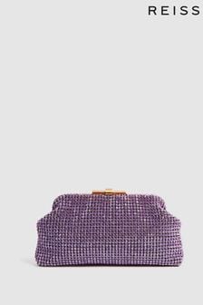 Reiss Mid Purple Adaline Embellished Clutch Bag (D50981) | ₪ 911