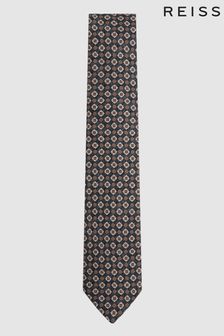 Reiss Indigo Melange Lecce Silk Medallion Print Tie (D50984) | $112