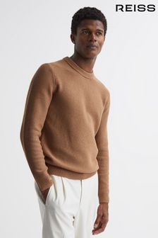 Reiss Camel Cole Ribbed Crew Neck Jumper (D51003) | SGD 298