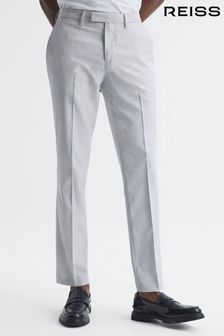 Reiss Light Grey Fold Slim Fit Trousers (D51020) | OMR104