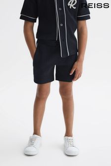 Reiss Navy Dexter Senior Textured Drawstring Shorts (D51027) | $60
