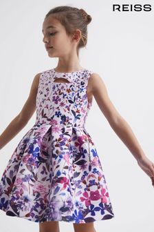 Reiss Lilac Heidi Junior Printed Cut-Out Dress (D51055) | €74