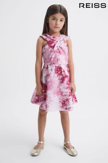 Reiss Pink Clara Junior Floral Printed Dress (D51057) | $93