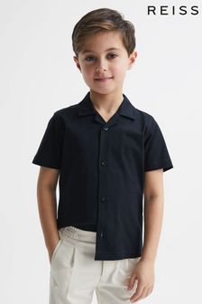 Reiss Navy Caspa Junior Cotton Jersey Buttoned Shirt (D51082) | 176 QAR