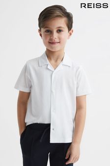 White - Reiss Caspa Cotton Jersey Buttoned Shirt (D51083) | kr440