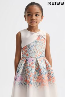 Reiss Pale Pink Emily Junior Scuba Floral Printed Dress (D51084) | DKK469