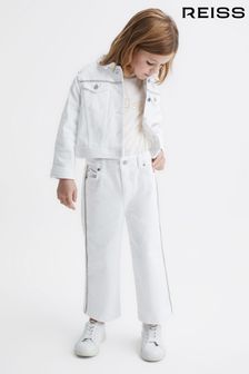Reiss White Nala Junior Sparkle Stripe Denim Jacket (D51085) | €50