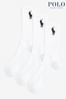Polo Ralph Lauren White Large Logo Cotton Crew Socks 3 Pack (D51102) | €37