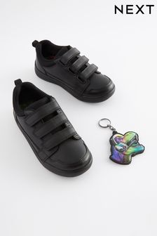أسود ديناصور - حذاء مدرسي بحزام إغلاق باللمس (D51191) | 99 ر.ق - 144 ر.ق