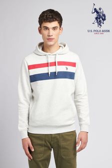 U.s. Polo Assn. Herren Kapuzensweatshirt mit Bruststreifen, Grau (D51209) | 74 €