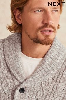 Neutral Regular Shawl Cable Knitted Cardigan (D51223) | €33