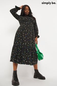 Simply Be Black Printed Midi Dress (D51357) | $53