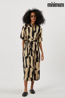 Minimum Idina Brown Patterned Belted Midi Dress (D51380) | 410 zł