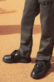 أسود - أحذية مدرسية جلد برباط من الأعلى (D51388) | 14 ر.ع - 17 ر.ع