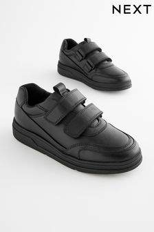 Black Leather Touch Fastening School Shoes (D51389) | ₪ 138 - ₪ 172