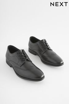 Black School Leather Wing Cap Shoes (D51395) | €40 - €52