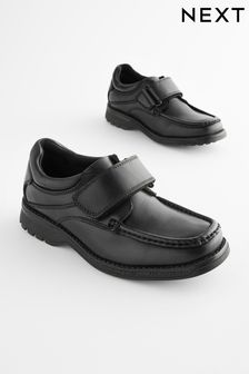 Black Standard Fit (F) Leather Touch Fastening School Shoes (D51404) | $65 - $79