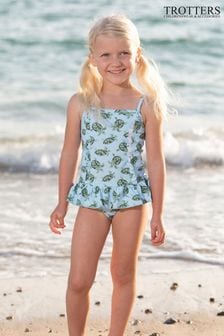 Trotters London Blue Turtle Peplum Swimsuit (D51413) | AED233 - AED255