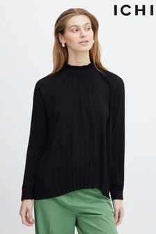 Ichi zwarte hoogsluitende blouse (D51480) | €37