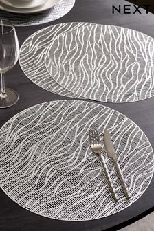 Set of 4 Silver Wipe Clean PVC Placemats (D51834) | ₪ 39