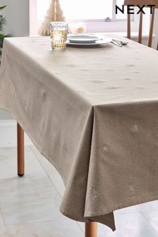 Natural Embroidered Christmas Star Table Cloth (D51835) | €22 - €28