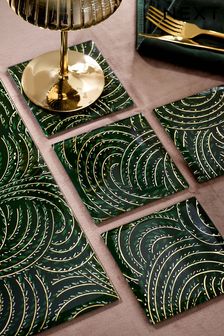 Green Patterned Glass Placemats and Coasters Set of 4 Coasters (D51838) | €11
