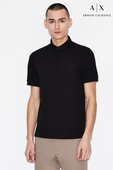 Armani Exchange Black Small Circular Logo Polo Shirt