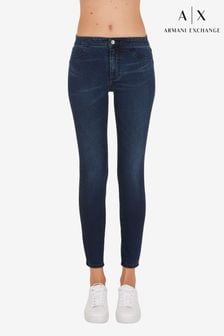 Armani Exchange Denim Dark Wash Cropped Skinny Fit Jeans (D52083) | $214