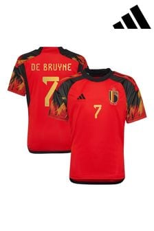 adidas Red De Bruyne - 7 World Cup Belgium 22 Junior Home Jersey Shirt (D52277) | 87 €