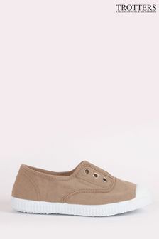 Trotters London Natural Toffee Plum Canvas Shoes (D52595) | €18.50 - €24