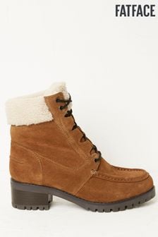 FatFace Brown Tory Apron Ankle Heel Boots (D52622) | €56
