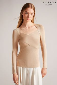 Ted Baker Pink Eloisy Slim Fit Crossover Knit Top (D52667) | €72