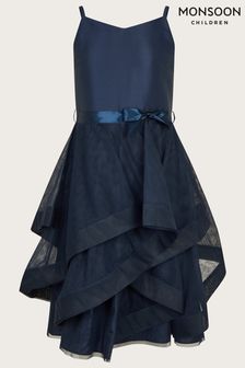 Niebieska marszczona sukienka balowa Monsoon Sienna (D52999) | 475 zł - 505 zł