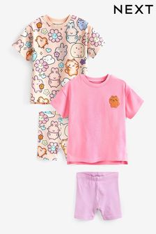 Pink Character T-Shirts and Shorts Set 4 Pack (3mths-7yrs) (D53114) | TRY 345 - TRY 437