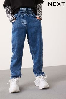 Denim Dark Wash Tie Waist Paperbag Jeans (3-16yrs) (D53118) | €10 - €12.50